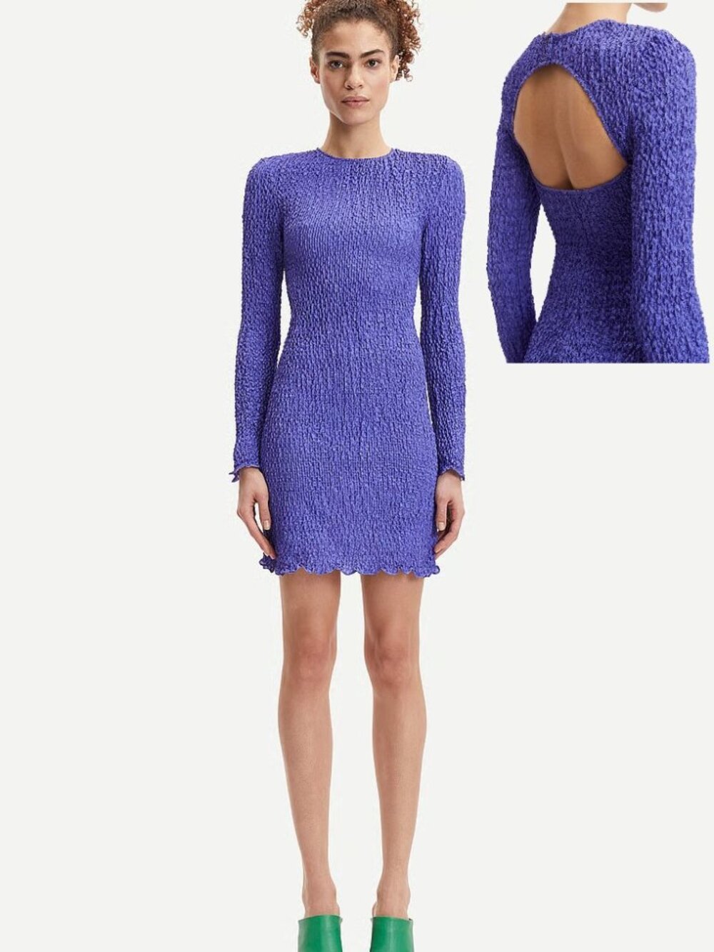 Samsoe Samsoe Bianca Crinkled Cut Out Back Mini Dress In Iris Bloom